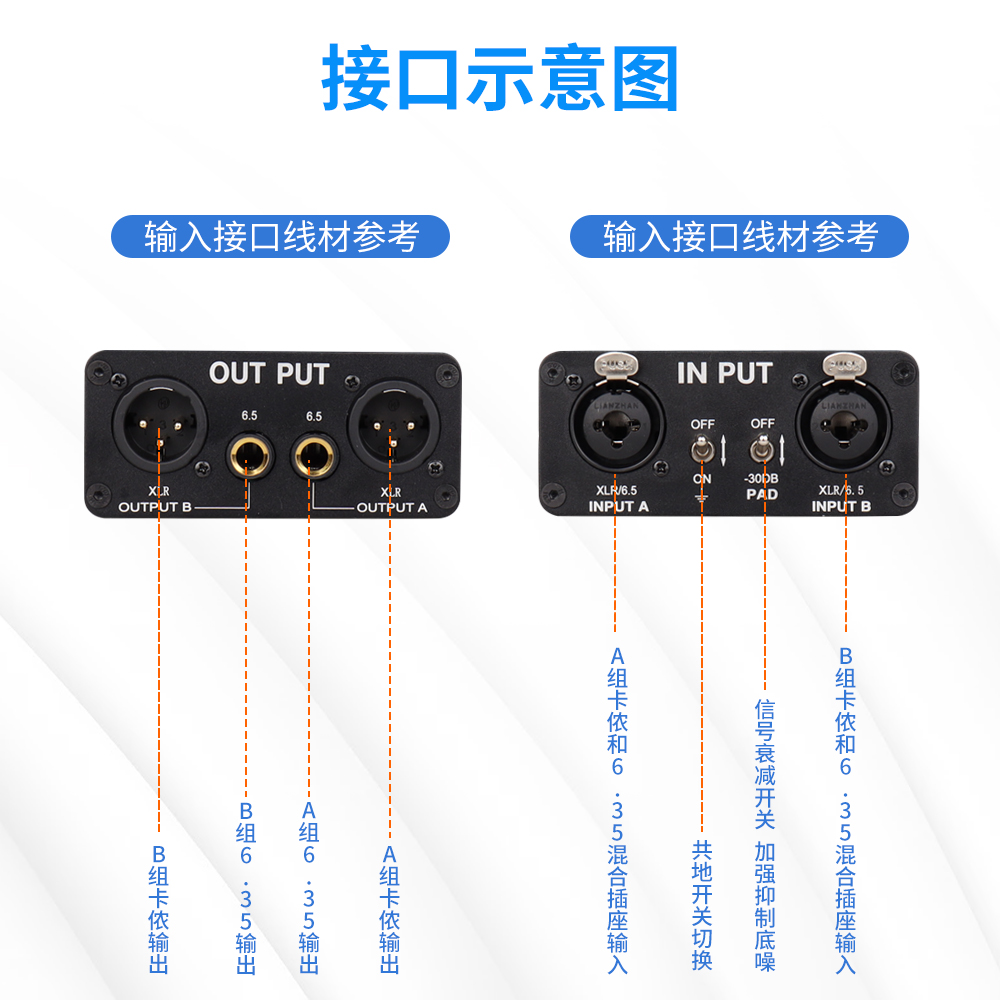 GX200音频隔离器 6.5卡侬6.35卡农专业解决调音台共地干扰杂音衰减滤波去除调音台舞台功放音响笔记本电流声-图1