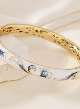 北京掐丝珐琅彩景泰蓝手镯女贵妃青花瓷送闺蜜首饰复古风时尚礼物