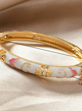 老北京景泰蓝手镯开口珐琅彩绘掐丝时尚故宫同款手环首饰云锦镯子