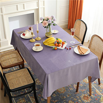 ຜ້າປູໂຕະສີມ່ວງ velvet light luxury style table cloth event party rectangular home velvet surface high-end