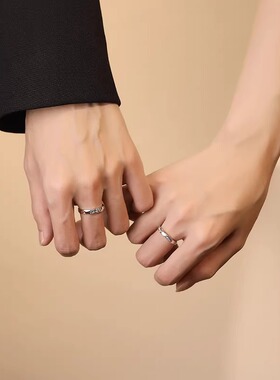 925银烟火情侣戒指轻奢小众设计男女对戒520情人节生日礼物送女友