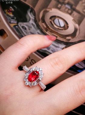 鹿鹿通珠宝 S925银新款蓝宝石5*7椭圆戒指女豪华满钻时尚百搭款式