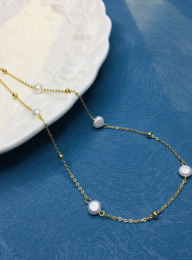 S925银天然淡水满天星珍珠项链轻奢高级感精致时尚气质锁骨颈链女