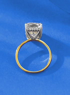 洛熙寺珠宝S925银分金色9*13mm长方冰花切戒指女直播小红书欧美跨