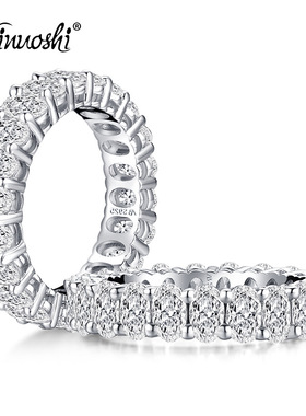 速卖通跨境热销爆款椭圆形满钻排戒女s925银仿真钻石戒指首饰批发