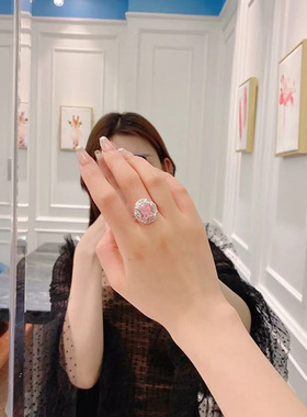 卓之凡珠宝2023新品S925银泡泡糖粉钻8*10雷迪恩戒指跨境一件代发