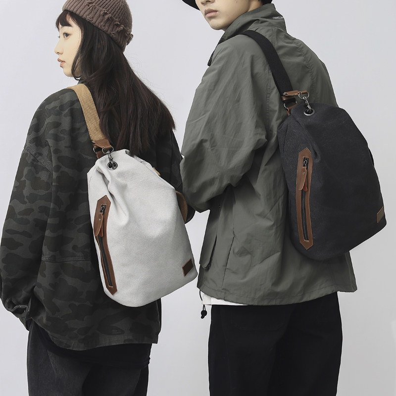 Canvas chest bag large capacity retro casual shoulder bag