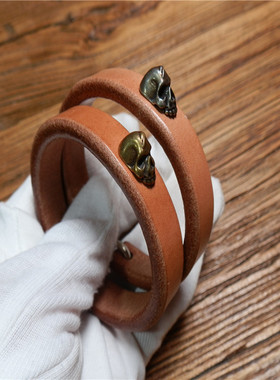 日韩男女枥木头层牛皮开口皮手环