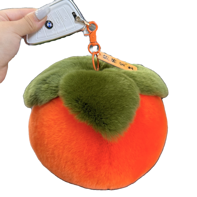 Real otter rabbit hair big persimmon ornaments moving gift decoration