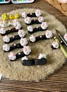 原创可爱猫爪如意造型笔架笔搁手工制作高温烧成陶瓷材质美术用品