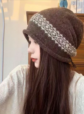 秋冬保暖堆堆帽女显脸小大头围