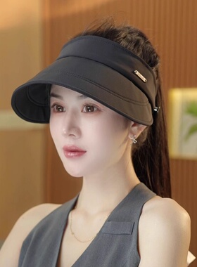 休闲女夏秋宽檐帽顶可拆卸遮阳帽