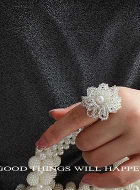 给闺蜜的结婚礼物手工戒指蕾丝花朵气质高级感公主仙女伴娘配饰品