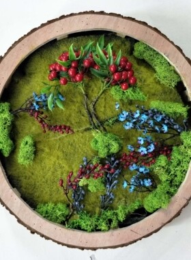 仿真空心橱窗装饰插花木墩道具