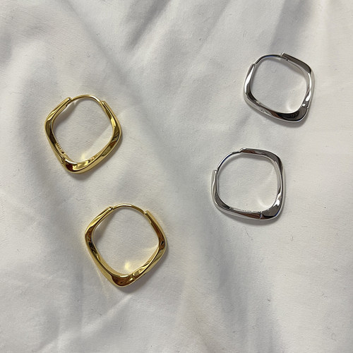 实心！通体S925纯银大耳垂可戴菱形耳扣睡觉洗澡不用摘耳环女耳坠 - 图2