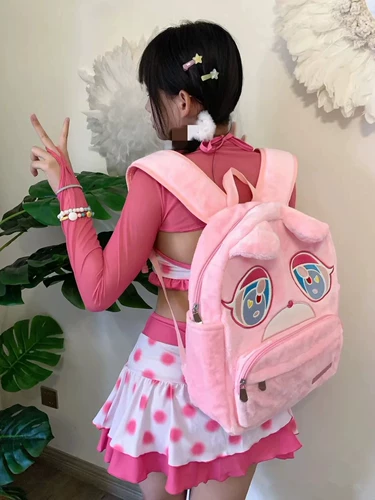 Розовый мультяшный школьный рюкзак для влюбленных, с медвежатами, надевается на плечо