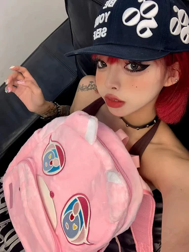 Розовый мультяшный школьный рюкзак для влюбленных, с медвежатами, надевается на плечо