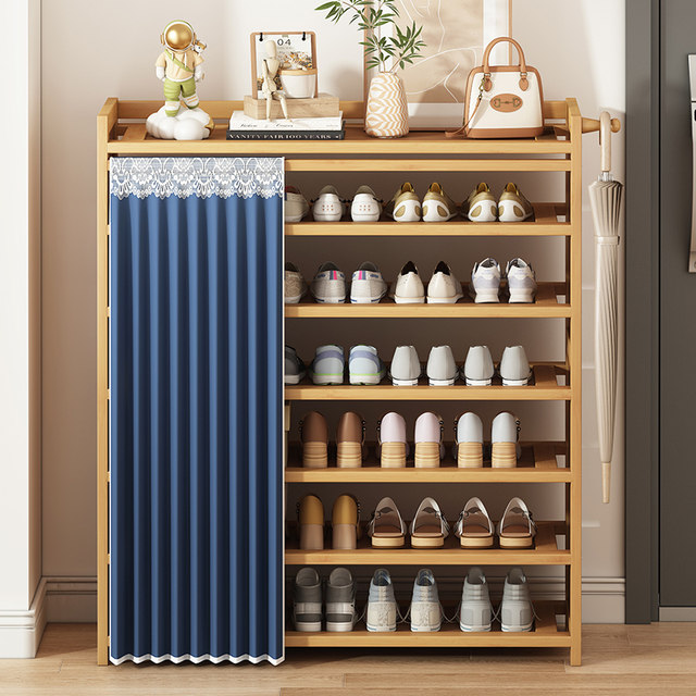 Simple multi-layer cloth curtain shoe rack door door household storage economy large capacity storage dormitory dustproof shoe cabinet