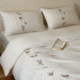 Wooden French girl heart floral towel embroidered cotton linen four-piece set hollow lace quilt cover bed linen bedding