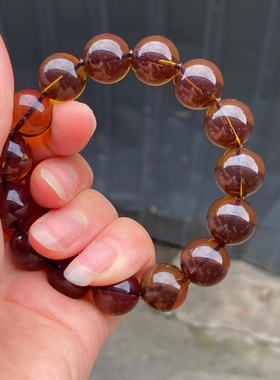 天然缅甸琥珀玫瑰茶珀手串