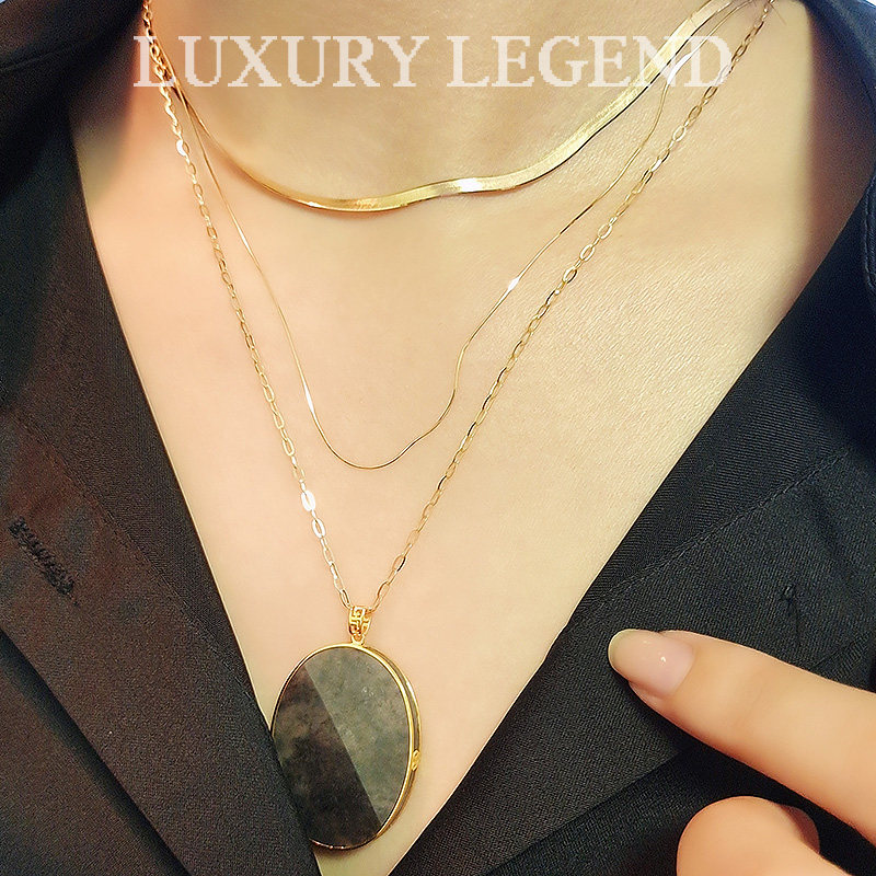 奢华传说悦己系列ins风18k金镶玉 luxurylegend颈饰