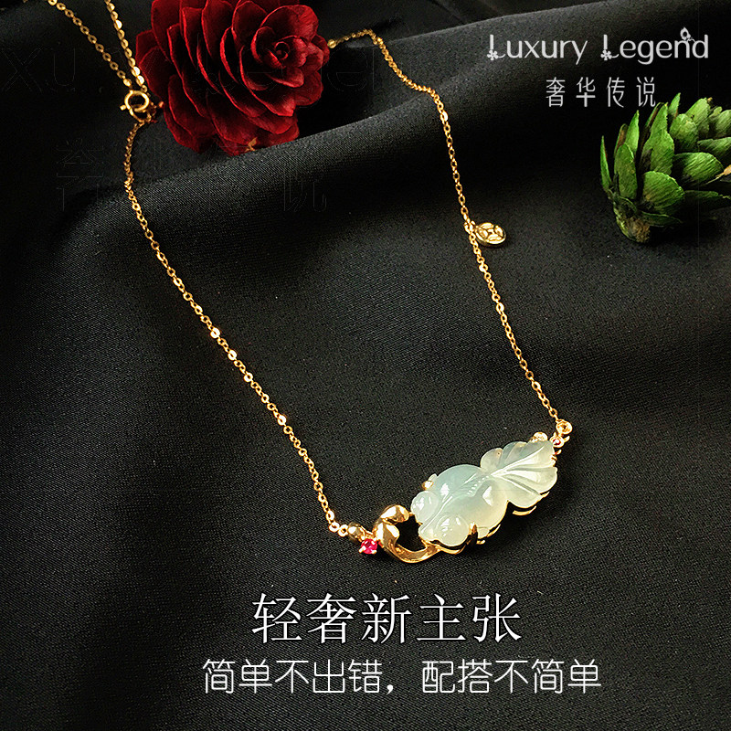奢华传说锦鲤附体金镶玉甜美锁骨链 luxurylegend颈饰