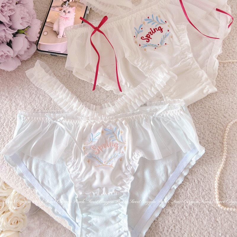 森田春恋～日系少女纯欲甜美纯棉拼缎面蕾丝腰带透气三角内裤抗菌,淘宝优惠券,粉丝福利购,淘宝优惠卷