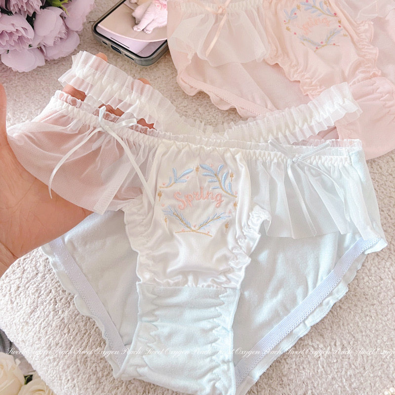 森田春恋～日系少女纯欲甜美纯棉拼缎面蕾丝腰带透气三角内裤抗菌,淘宝优惠券,粉丝福利购,淘宝优惠卷