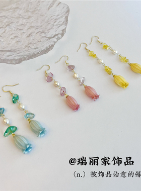 天然花朵真花耳环独家女