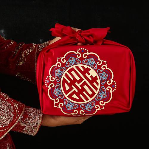 红色包袱布结婚女方陪嫁红包袱皮嫁妆包裹布大号新娘陪嫁物品新款 - 图2