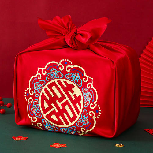 红色包袱布结婚女方陪嫁红包袱皮嫁妆包裹布大号新娘陪嫁物品新款 - 图0