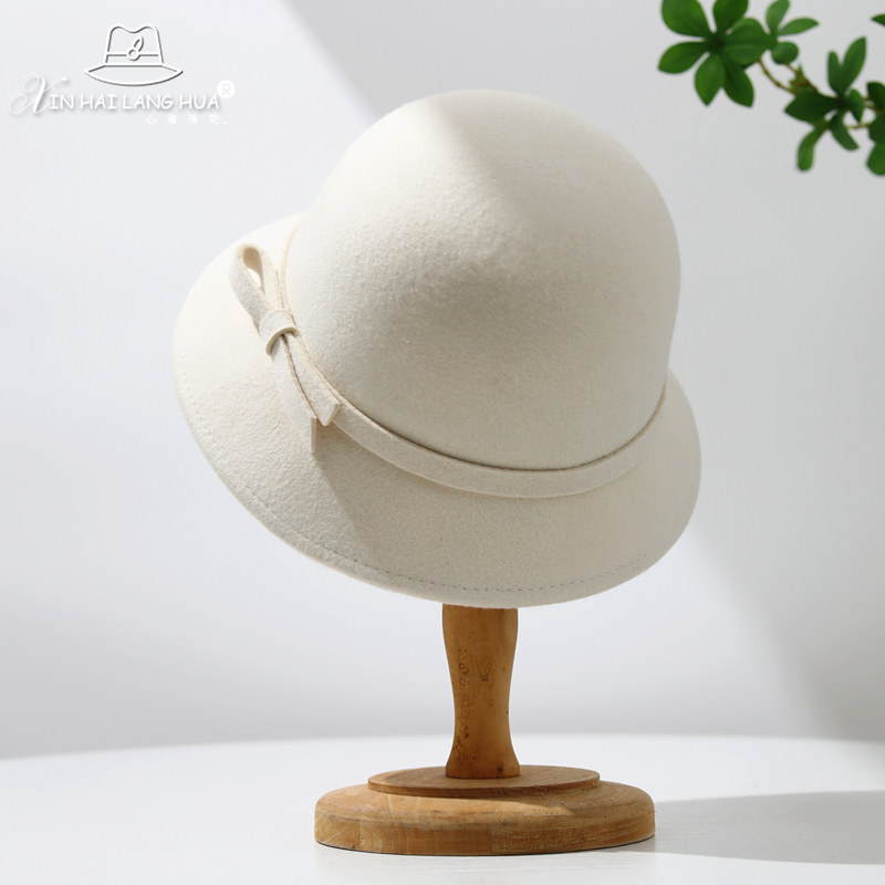 赫本风羊毛呢渔夫帽子女秋冬季复古英伦圆顶礼帽优雅气质时尚盆帽,淘宝优惠券,粉丝福利购,淘宝优惠卷