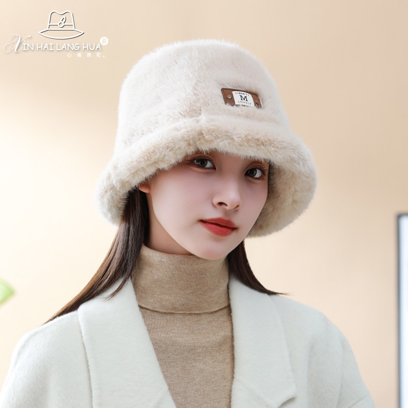 毛绒渔夫帽女秋冬季新款加绒加厚保暖盆帽可爱显脸小百搭护耳帽子,淘宝优惠券,粉丝福利购,淘宝优惠卷