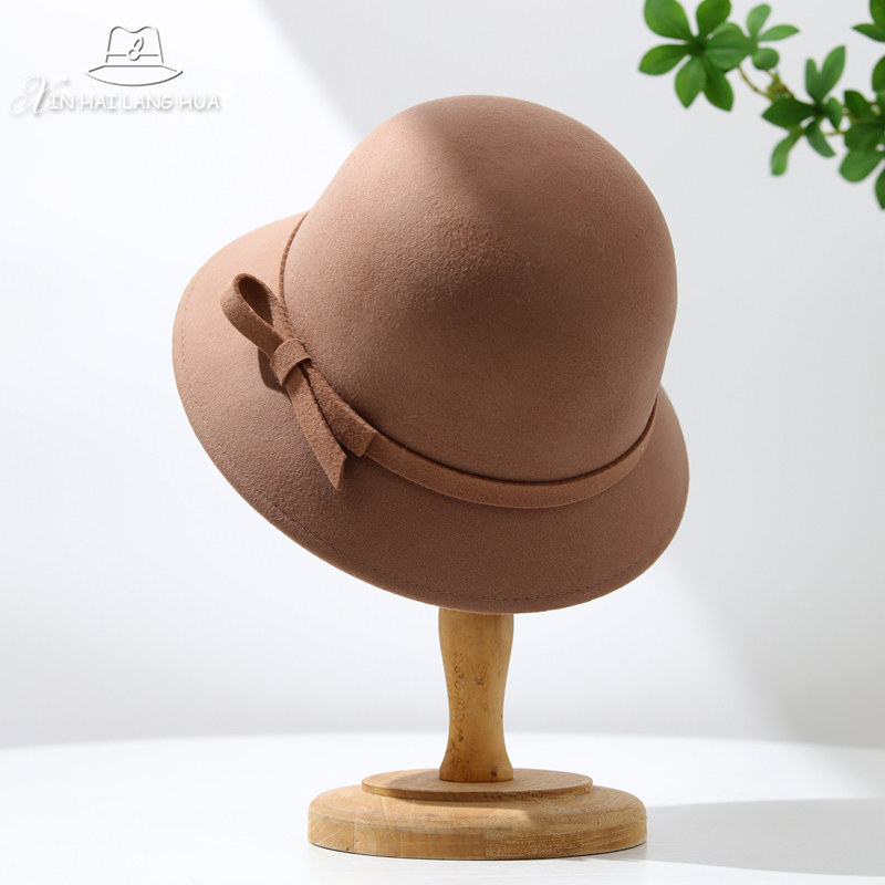 赫本风羊毛呢渔夫帽子女秋冬季复古英伦圆顶礼帽优雅气质时尚盆帽,淘宝优惠券,粉丝福利购,淘宝优惠卷