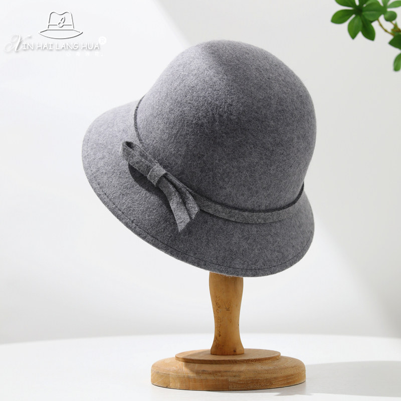 赫本风羊毛呢渔夫帽子女秋冬季复古英伦圆顶礼帽优雅气质时尚盆帽,淘宝优惠券,粉丝福利购,淘宝优惠卷