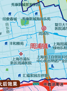 2026新款浦东新区行政地图办公室挂图高清壁贴超大装饰画定制