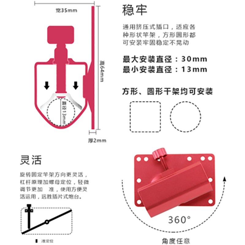 铝镁合金钓箱配件三件套通用加厚插片式钓鱼箱鱼护架饵盘架炮台架 - 图1