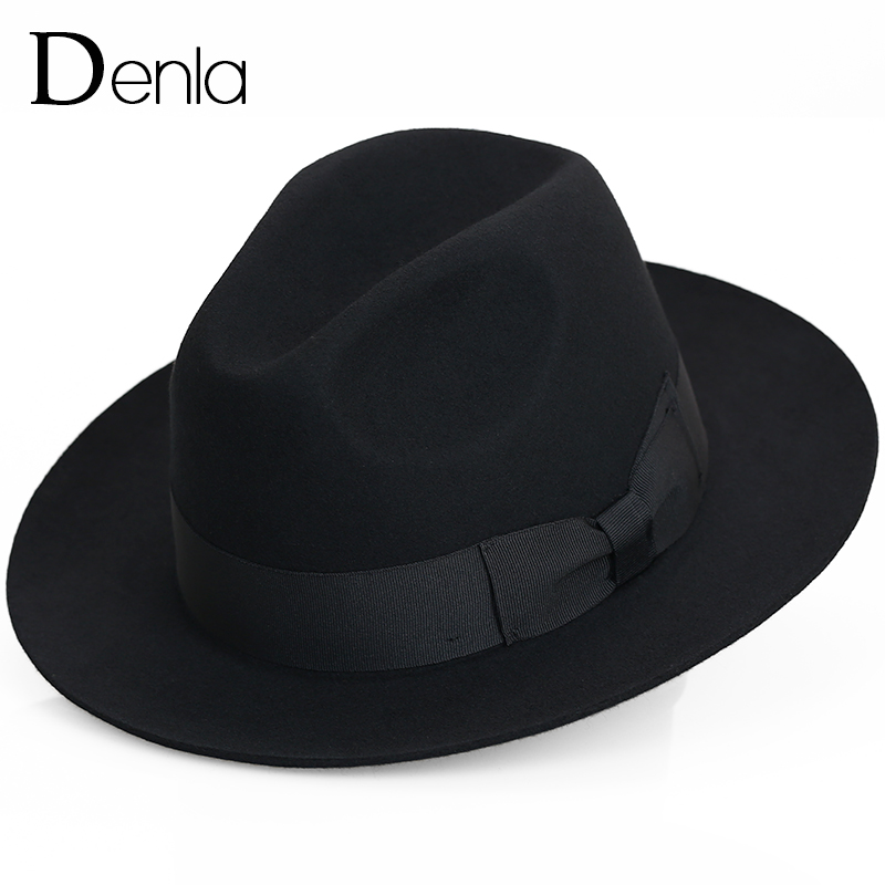 Denla英伦风羊毛呢礼帽秋冬休闲大檐男士复古毡帽时尚潮流爵士帽,淘宝优惠券,粉丝福利购,淘宝优惠卷
