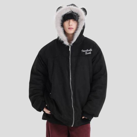 INSstudios chaqueta de ante con oso de montaña