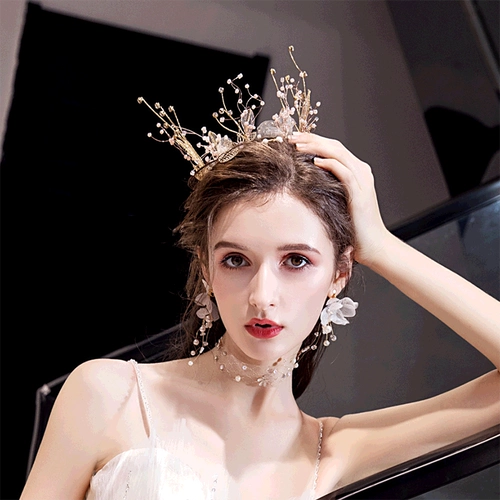 媛菲莎妮 Аксессуар для волос для невесты, серьги, корейский комплект, 2020, популярно в интернете, свадебный аксессуар