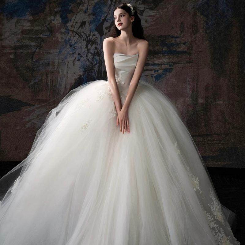 【安娜少女】2025新款新娘结婚婚纱抹胸仙气显瘦森系公主主纱拖尾,淘宝优惠券,粉丝福利购,淘宝优惠卷