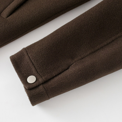 新款双面呢西装领短款夹克男士羊毛呢子大衣无羊绒机车休闲外套潮 - 图3