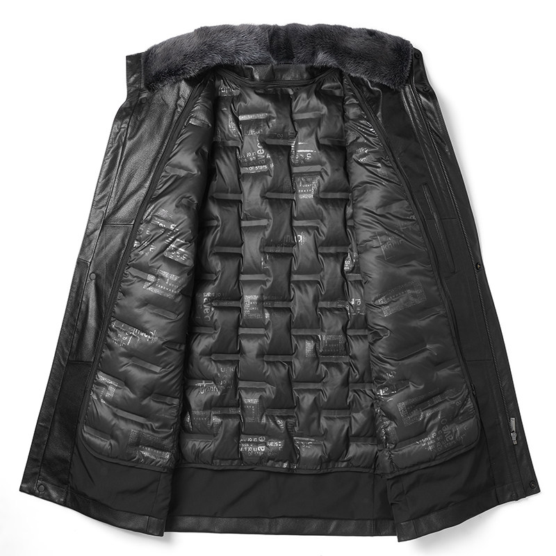 头层牛皮真皮皮衣男士中长款拆卸羽绒内胆皮毛一体大衣真皮羽绒服,淘宝优惠券,粉丝福利购,淘宝优惠卷