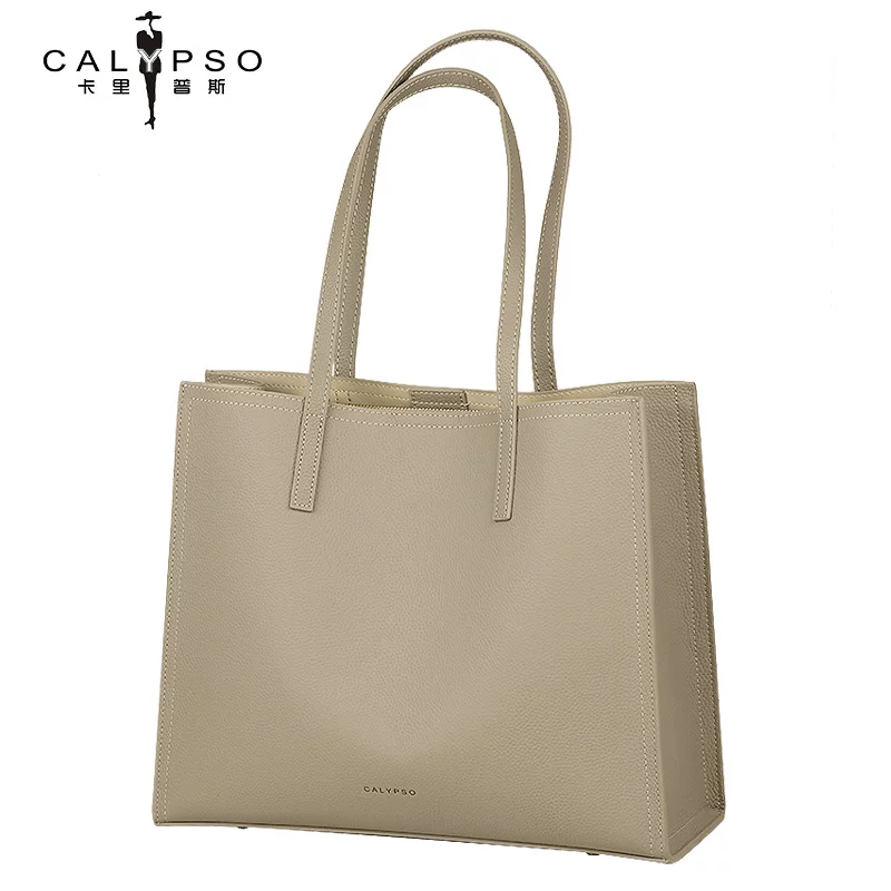 Capacious one-shoulder bag, genuine leather