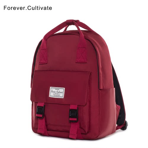Forever cultivate纯色双肩包女2026新款大学生背包男初中书包女 - 图0