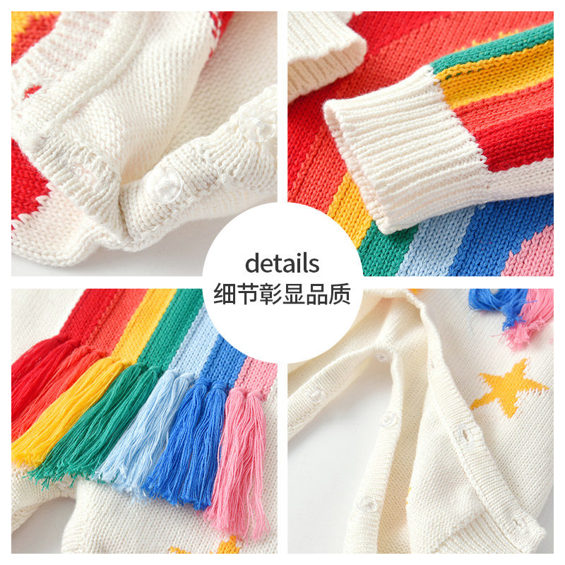 婴儿衣服秋冬女宝宝针织新生儿哈衣 kidsbett连身衣/爬服/哈衣