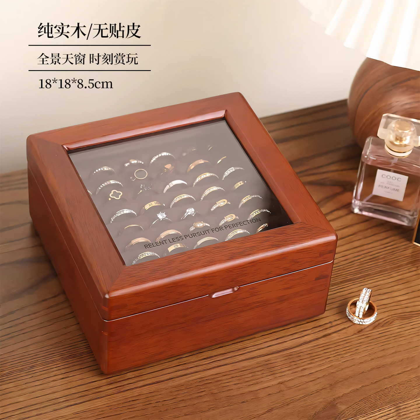 俪丽新中式实木戒指盒复古新款首饰盒收纳盒木质耳钉盒袖扣盒天窗,淘宝优惠券,粉丝福利购,淘宝优惠卷