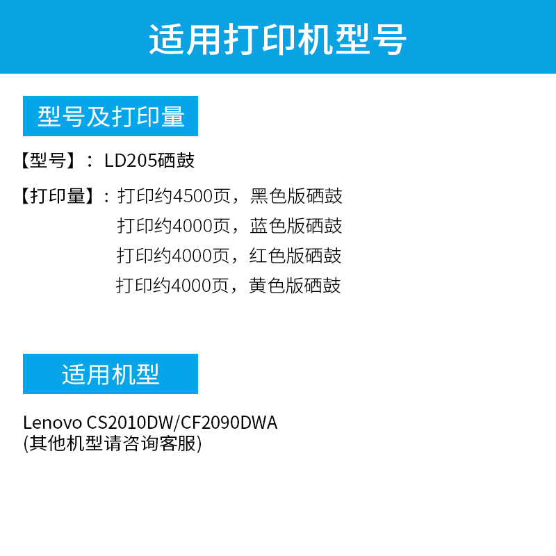 欧冠适用联想LD205硒鼓 CS2010dw打印机墨盒Lenovo CF2090DWA彩色碳粉盒 LD205K LD205C LD205M LD205Y墨粉盒 - 图1