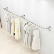 Clothing Store Display Rack Upper Wall Special Display Rack Side Hanging Stainless Steel Wire Drawing Hanging Clothes Pole Nets Red Womens Clothing Store Shelves