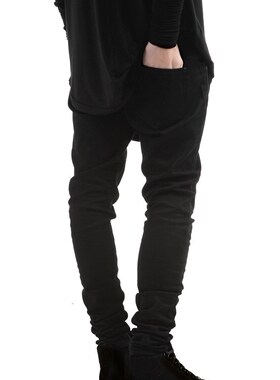 Denim slim fit small feet elastic men's fashion jeans